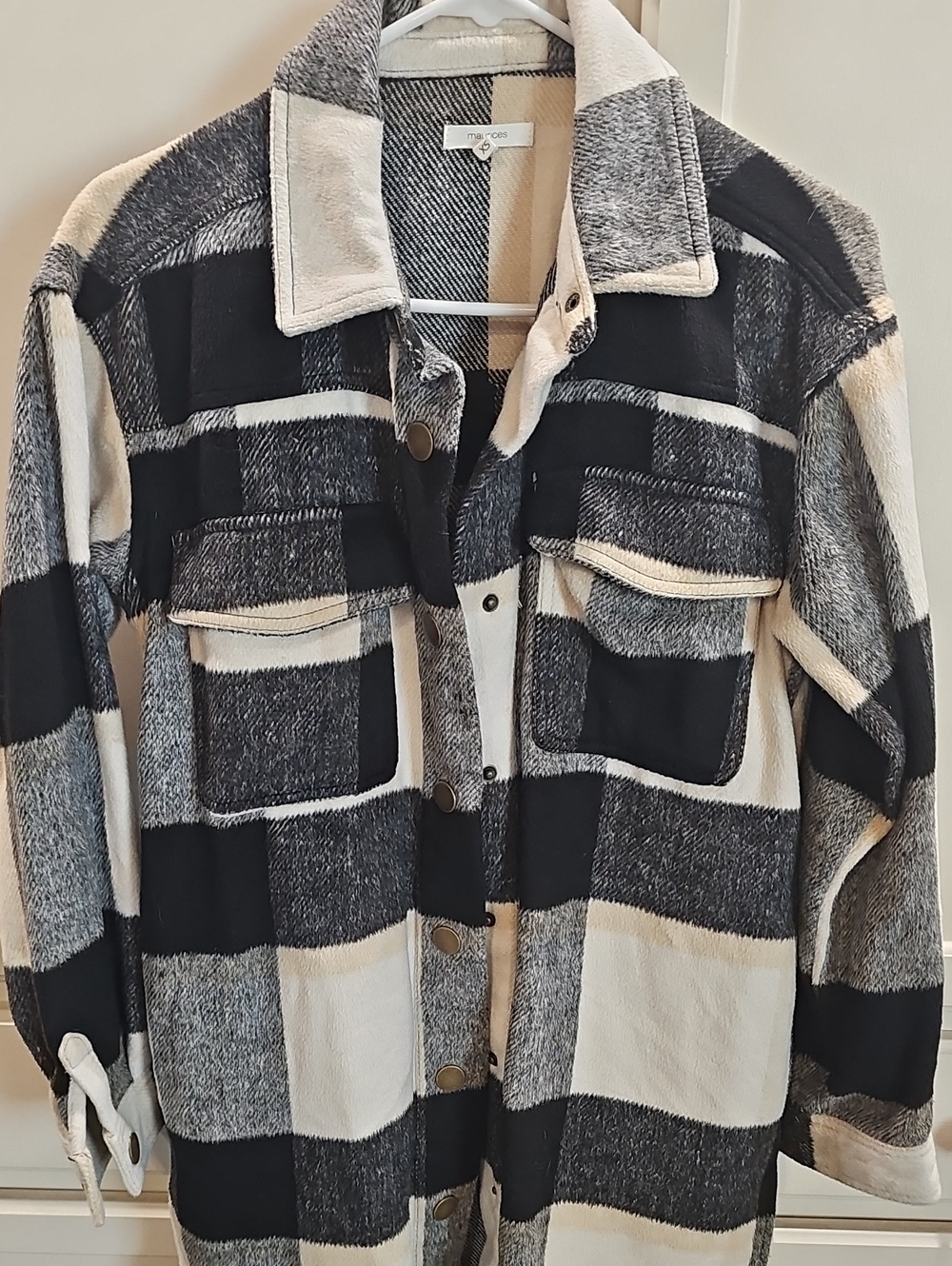 Maurices Black & Cream Plaid Shirt Jacket Sz.XS